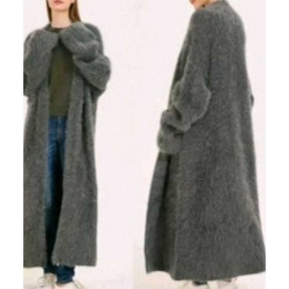 Ruby Moon Nylon Acrylic Womens S Fuzzy Winter Long Cardigan Sweater Olive Green